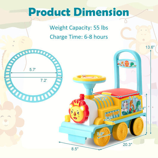 6V Electric Kids Ride On Car Toy Train with 16 Pieces Tracks-Green W2B