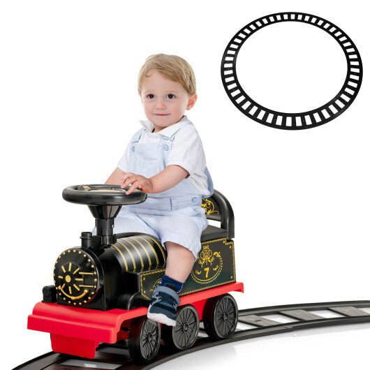 6V Electric Kids Ride On Car Toy Train with 16 Pieces Tracks-Green W2B