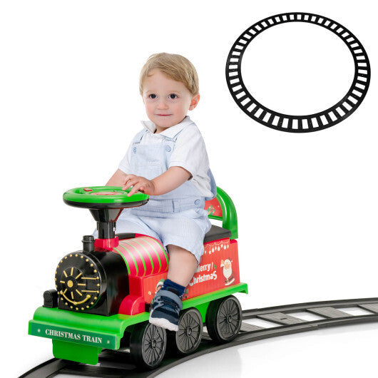 6V Electric Kids Ride On Car Toy Train with 16 Pieces Tracks-Green W2B