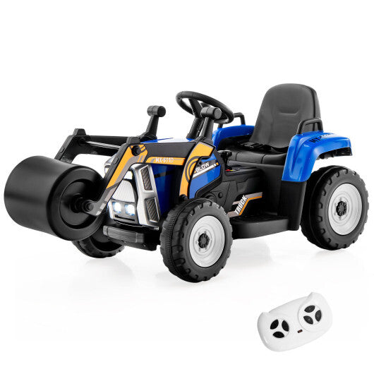 12V Kids Ride on Road Roller with 2.4G Remote Control-Blue - Color: Blue W2B