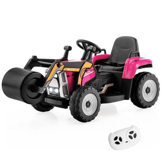 12V Kids Ride on Road Roller with 2.4G Remote Control-Pink - Color: Pink W2B