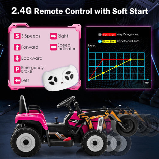 12V Kids Ride on Road Roller with 2.4G Remote Control-Pink - Color: Pink W2B