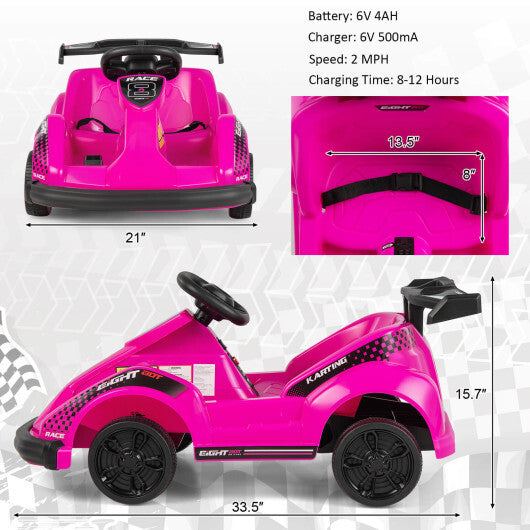 6V Kids Ride On Go Cart with Remote Control and Safety Belt-Pink