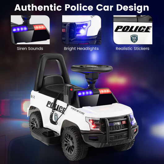 6V Kids Ride On Police Car with Real Megaphone and Siren Flashing Lights-Black W2B