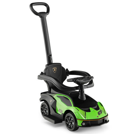 3-in-1 Licensed Lamborghini Ride on Push Car with Handle Guardrail-Green W2B
