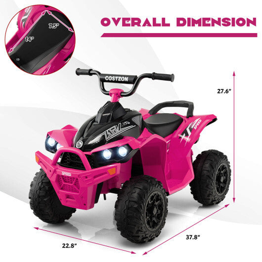 12V Kids Ride On ATV with High/Low Speed and Comfortable Seat-Pink