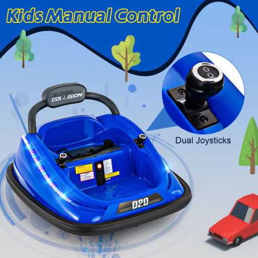 12V Kids Bumper Car Ride on Toy with Remote Control and 360 Degree Spin Rotation-Blue