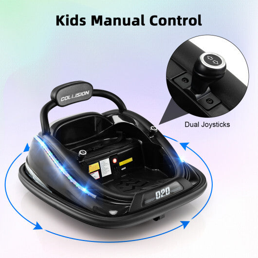 12V Kids Bumper Car Ride on Toy with Remote Control and 360 Degree Spin Rotation-Blue