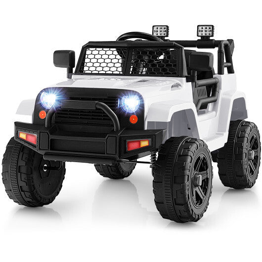 12V Kids Ride On Truck with Remote Control and Headlights-White - Color: White W2B