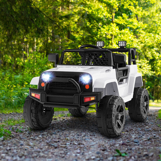 12V Kids Ride On Truck with Remote Control and Headlights-White - Color: White W2B