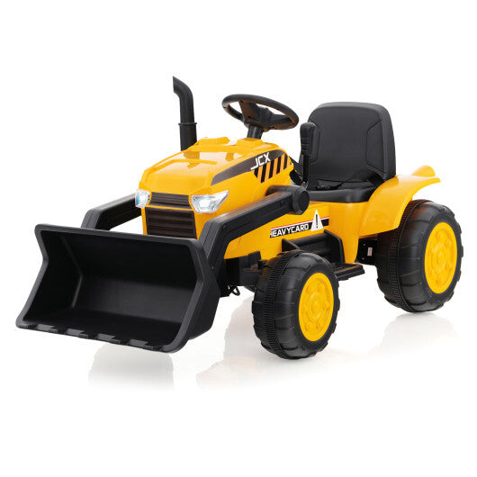12V Kid's Ride on Excavator with Adjustable Digging Bucket-Yellow W2B