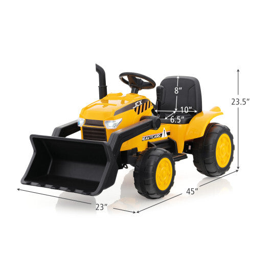 12V Kid's Ride on Excavator with Adjustable Digging Bucket-Yellow W2B