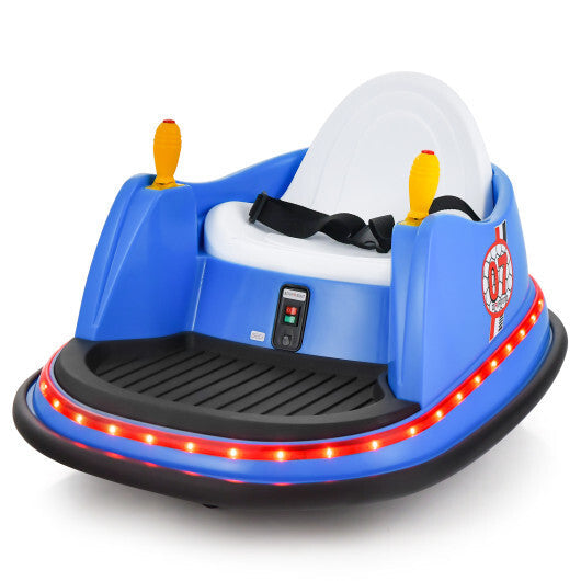 12V Electric Kids Ride On Bumper Car with Flashing Lights for Toddlers-Blue W2B