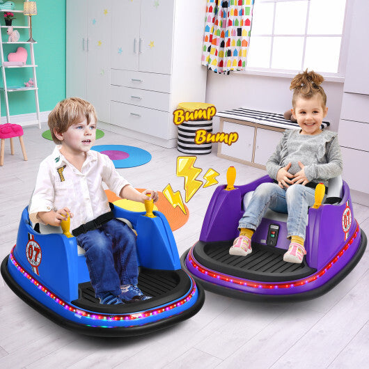 12V Electric Kids Ride On Bumper Car with Flashing Lights for Toddlers-Blue W2B