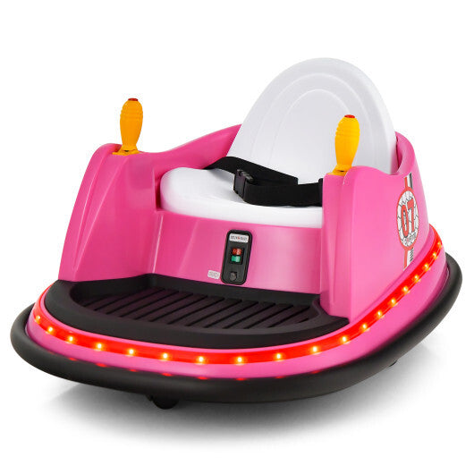12V Electric Kids Ride On Bumper Car with Flashing Lights for Toddlers-Blue W2B