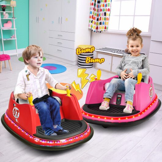 12V Electric Kids Ride On Bumper Car with Flashing Lights for Toddlers-Blue W2B