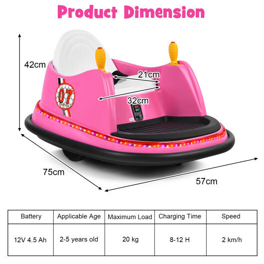 12V Electric Kids Ride On Bumper Car with Flashing Lights for Toddlers-Blue W2B