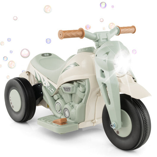 6V Kids Electric Ride on Motorcycle with Bubble Maker and Music-Beige W2B