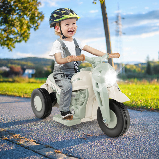 6V Kids Electric Ride on Motorcycle with Bubble Maker and Music-Beige W2B