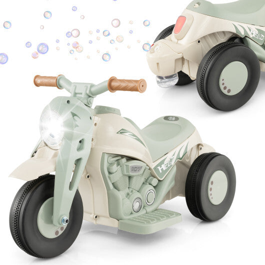 6V Kids Electric Ride on Motorcycle with Bubble Maker and Music-Beige W2B