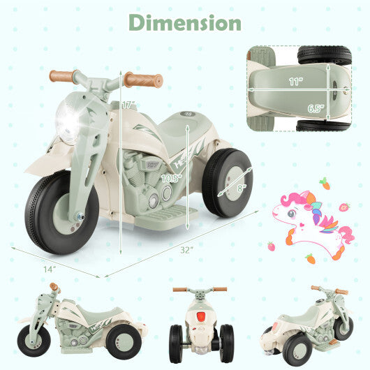 6V Kids Electric Ride on Motorcycle with Bubble Maker and Music-Beige W2B