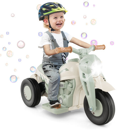 6V Kids Electric Ride on Motorcycle with Bubble Maker and Music-Beige W2B