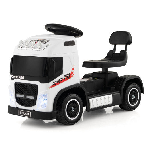 6V Kids Electric Ride-on Truck with Height Adjustable Seat-White