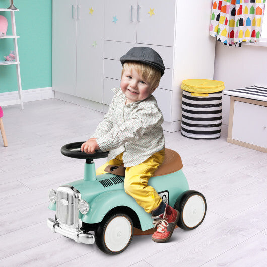 Kids Sit to Stand Vehicle with Working Steering Wheel and Under Seat Storage-White