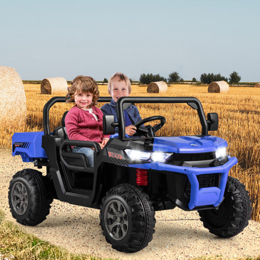 24V Ride On Kids Car with Dump Bed and Remote Control-Navy - Color: Navy W2B