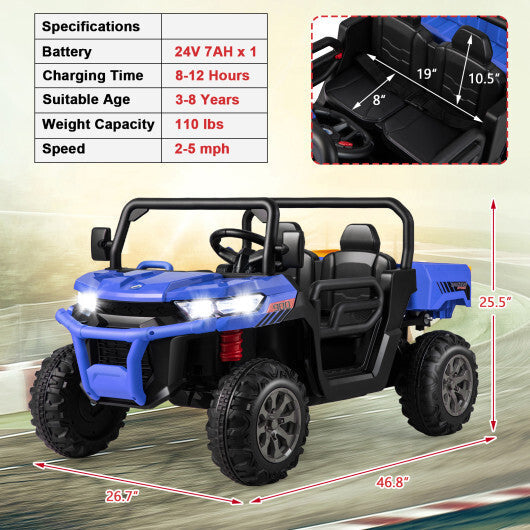 24V Ride On Kids Car with Dump Bed and Remote Control-Navy - Color: Navy W2B