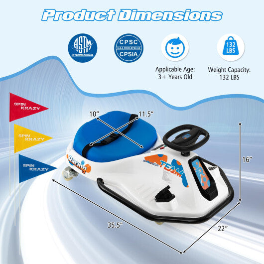 24V Electric Drifting Go Kart for Kids with 360? Spin Wireless Connection-Navy