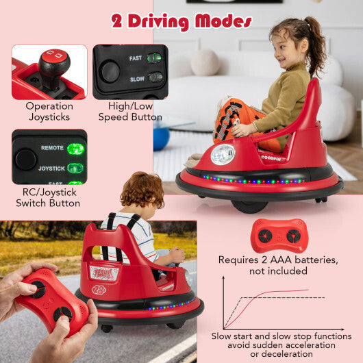 12V Kids Ride On Bumper Car with Remote Control and Dual Joysticks-Blue W2B