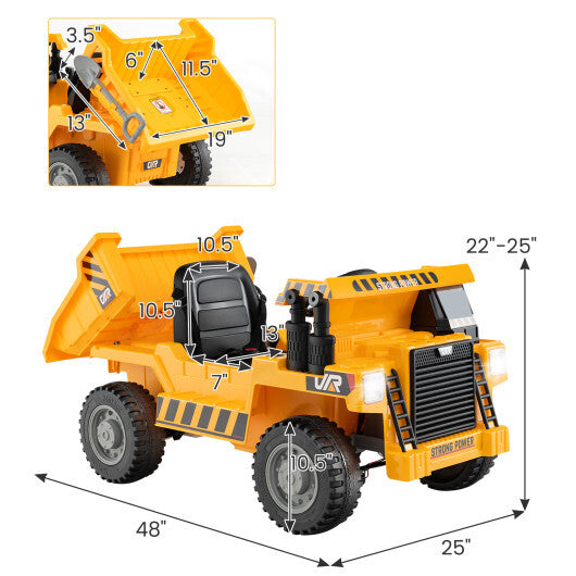 Kids Ride on Dump Truck 12V Ride on Car with Electric Dump Bed-Green