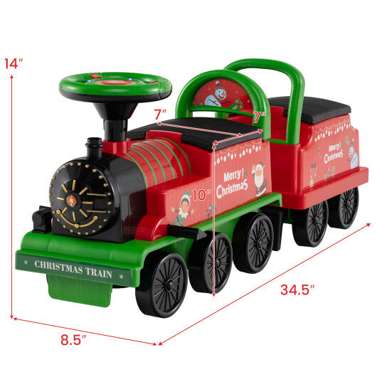 6V Ride on Train 2-Seater with Carriage and Flashing LED Lights-Green