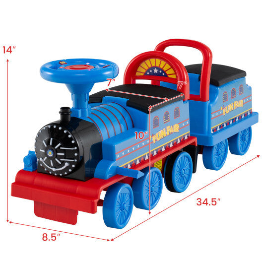 6V Ride on Train 2-Seater with Carriage and Flashing LED Lights-Green