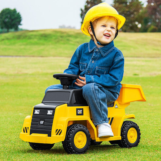6V Electric Licensed Caterpillar Construction Vehicle with One-Button Start-Yellow W2B