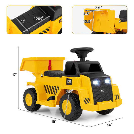 6V Electric Licensed Caterpillar Construction Vehicle with One-Button Start-Yellow W2B