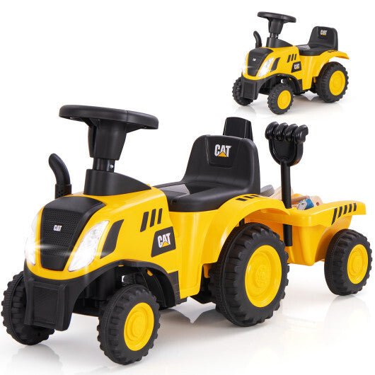 Kids Ride on Tractor Licensed Caterpillar with Detachable Trailer No Power-Yellow W2B