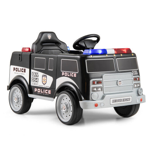 12V Battery Powered Electric Vehicle with 3 Speeds and Megaphone-Black - Color: Black W2B