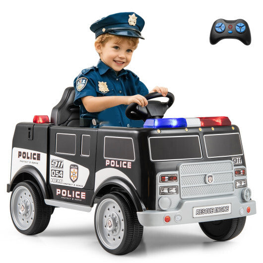 12V Battery Powered Electric Vehicle with 3 Speeds and Megaphone-Black - Color: Black W2B