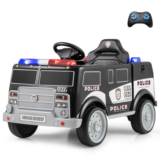 12V Battery Powered Electric Vehicle with 3 Speeds and Megaphone-Black - Color: Black W2B