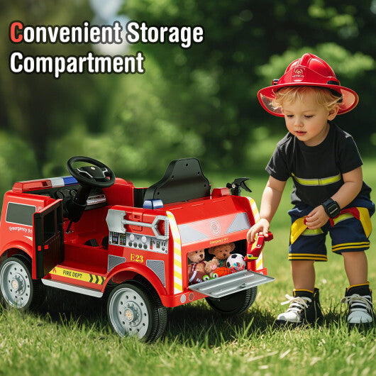 Kids Ride on Fire Truck with Remote Control and Extinguisher-Red