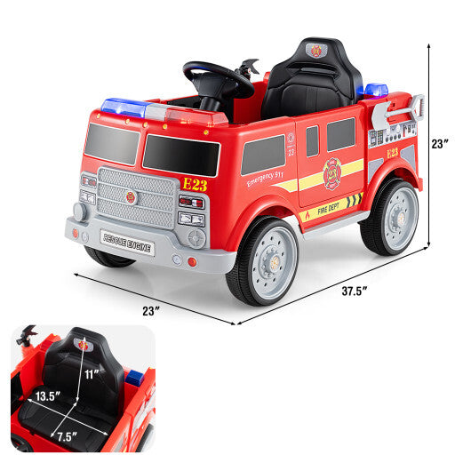 Kids Ride on Fire Truck with Remote Control and Extinguisher-Red