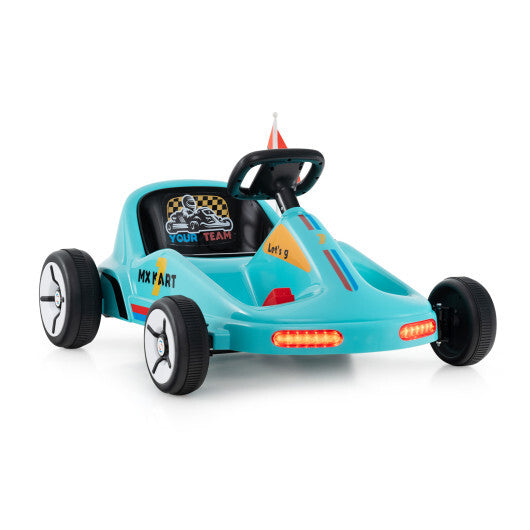12V Electric Go Kart for Kids Race Toy with Remote Control and Music-Blue W2B