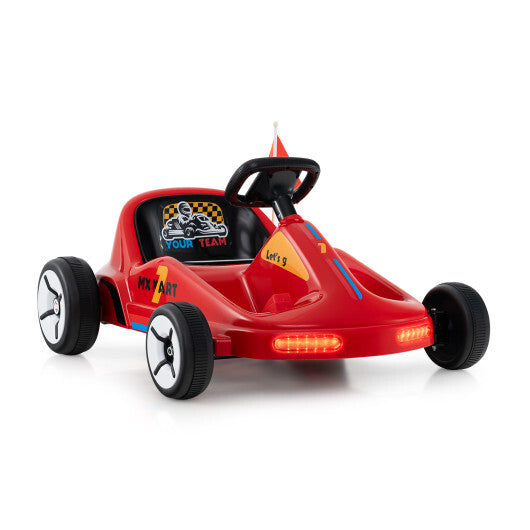12V Electric Go Kart for Kids Race Toy with Remote Control and Music-Blue W2B