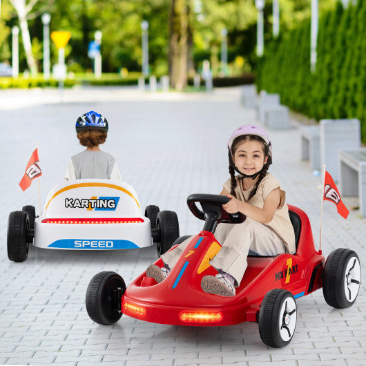 12V Electric Go Kart for Kids Race Toy with Remote Control and Music-Blue W2B
