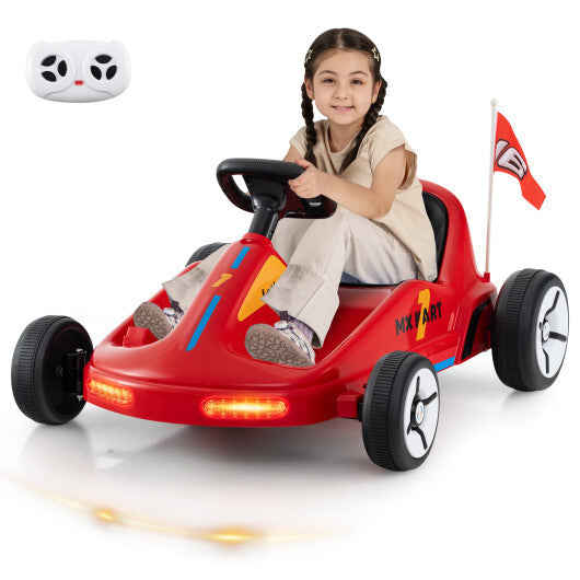 12V Electric Go Kart for Kids Race Toy with Remote Control and Music-Blue W2B
