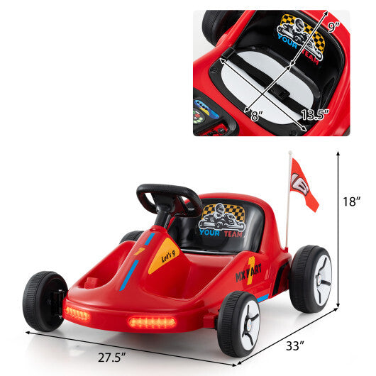 12V Electric Go Kart for Kids Race Toy with Remote Control and Music-Blue W2B