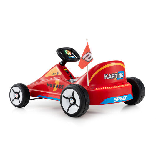 12V Electric Go Kart for Kids Race Toy with Remote Control and Music-Blue W2B