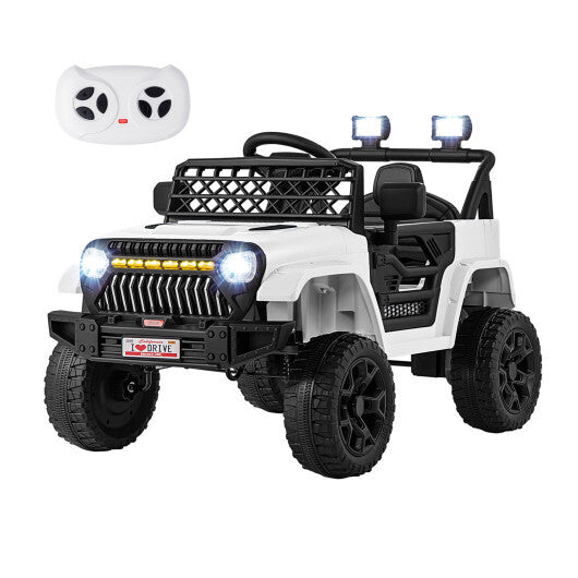 12V Kids Ride on Truck Car with Parental Remote and Music Player-White